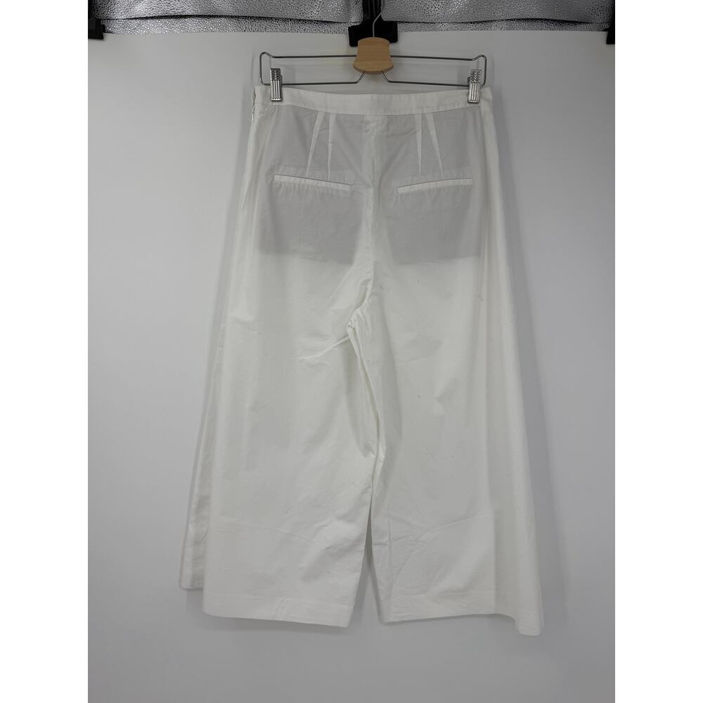 Vince White Wide Leg Culotte Pants Women’s 6 Italian Cotton High Rise Pleated - Picture 3 of 14